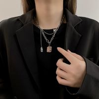 Retro Mahjong Pendant Collarbone Chain Rich Hip-hop Punk Titanium Steel Necklace main image 3