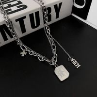 Retro Mahjong Pendant Collarbone Chain Rich Hip-hop Punk Titanium Steel Necklace main image 4