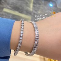 Bracelet Rectangulaire En Diamant Flash De Zirconium Incrusté De Cuivre De Mode Coréenne main image 1