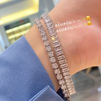 Bracelet Rectangulaire En Diamant Flash De Zirconium Incrusté De Cuivre De Mode Coréenne main image 3
