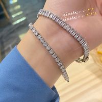Bracelet Rectangulaire En Diamant Flash De Zirconium Incrusté De Cuivre De Mode Coréenne main image 4