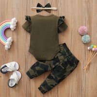 Daddy's Little Girl Embroidered Pit Strip Short-sleeved Romper Camouflage Trousers Headgear main image 3