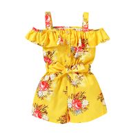 Cute Fashion Children's Clothing Girl Floral One-shoulder Sling Jumpsuits main image 3
