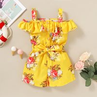 Cute Fashion Children's Clothing Girl Floral One-shoulder Sling Jumpsuits main image 4