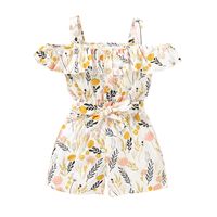 Cute Fashion Children's Clothing Girl Floral One-shoulder Sling Jumpsuits main image 5