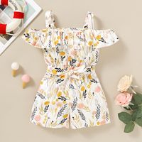 Cute Fashion Children's Clothing Girl Floral One-shoulder Sling Jumpsuits main image 6