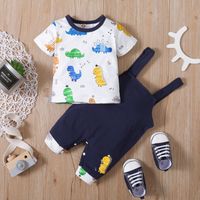 2022 New Dinosaur Short-sleeved T-shirt Overalls Two-piece Set Wholesale main image 2