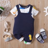 2022 New Dinosaur Short-sleeved T-shirt Overalls Two-piece Set Wholesale main image 4