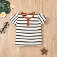 Korean Children's Pullover Two-piece Casual New Striped Shorts Suit Wholesale main image 4