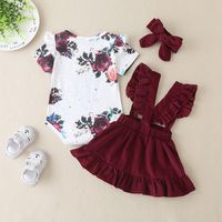 Été Nouveau Bébé Fille Mode Haut À Manches Courtes Jupe Costume Imprimé Floral Ensemble Deux Pièces main image 3