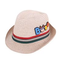 Children's Summer Straw Hat Summer New British Style Calf Overturned Jazz Hat main image 6