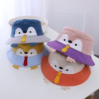 Autumn New Children's Cartoon Penguin Fisherman Hat Cute Color Matching Big Brim Hat main image 1