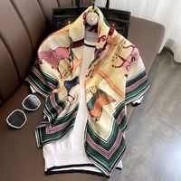 Spring And Summer 90 Silk Scarves Classic Carriage Chain Simulation Silk Square Scarf sku image 2
