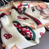 Spring And Summer 90 Silk Scarves Classic Carriage Chain Simulation Silk Square Scarf main image 4