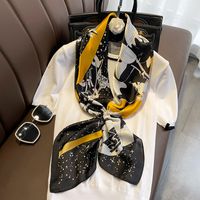 European-style Pegasus Stars Print Simulation Silk Shawl 90cm Large Square Scarf main image 3