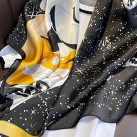 European-style Pegasus Stars Print Simulation Silk Shawl 90cm Large Square Scarf main image 5