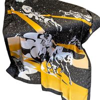 European-style Pegasus Stars Print Simulation Silk Shawl 90cm Large Square Scarf main image 6