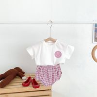 Koreanische Kinderkleidung Baumwolle Süßer Smiley Anzug Sommer Zweiteiliges Set sku image 5