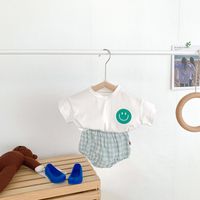 Koreanische Kinderkleidung Baumwolle Süßer Smiley Anzug Sommer Zweiteiliges Set sku image 13