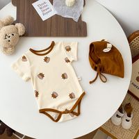 Cartoon Calf Short-sleeved One-piece Romper Thin Round Neck Pullover Baby Romper sku image 1