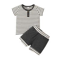 Korean Children's Pullover Two-piece Casual New Striped Shorts Suit Wholesale sku image 5