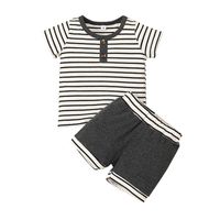 Korean Children's Pullover Two-piece Casual New Striped Shorts Suit Wholesale sku image 7