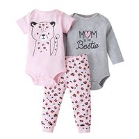 Autumn New Cute Long-sleeved Jumpsuit Three-piece Baby Fashion Pants Suit sku image 1