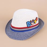 Children's Summer Straw Hat Summer New British Style Calf Overturned Jazz Hat sku image 1