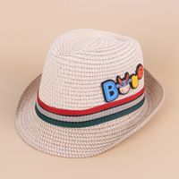 Children's Summer Straw Hat Summer New British Style Calf Overturned Jazz Hat sku image 3