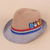 Children's Summer Straw Hat Summer New British Style Calf Overturned Jazz Hat sku image 4