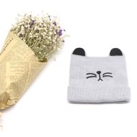 Meow Pattern Knitted Hat Korean New Baby Beanie Hat Autumn And Winter sku image 3