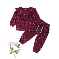 Kid Sports Leisure Polka Dot Sweaters And Trousers Suits main image 3
