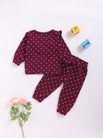 Kid Sports Leisure Polka Dot Sweaters And Trousers Suits main image 4