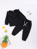 Kid Sports Leisure Polka Dot Sweaters And Trousers Suits main image 6