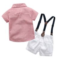 British Kid Summer Short-sleeved Shirt Overalls Four-piece Dress main image 6