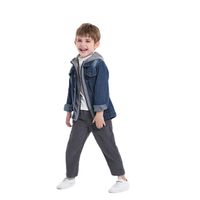 Chaqueta De Mezclilla Coreana Para Niños, Cremallera De Moda, Manga Larga, Mezclilla Con Capucha Falsa main image 1