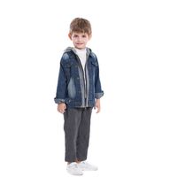 Koreanische Jeansjacke Für Kinder, Trendiger Reißverschluss, Langärmlige Jeans-fälschung Mit Kapuze main image 3