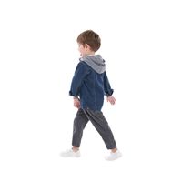 Chaqueta De Mezclilla Coreana Para Niños, Cremallera De Moda, Manga Larga, Mezclilla Con Capucha Falsa main image 5