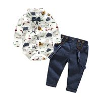 Animal Print Romper Top Bib Two-piece Children's Clothing Wholesale main image 1