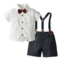 Kid Overalls Shorts Suit Bow Tie Pure White Shirt Two-piece Suit main image 6