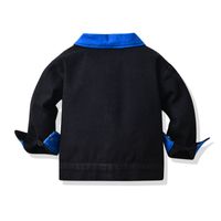 Nueva Chaqueta De Mezclilla Para Niños Chaqueta De Mezclilla Negra Con Solapa De Bloque De Color Coreano Para Niños main image 3