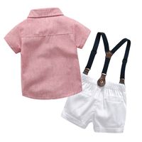 Boy Suit Children's Striped Single-breasted Shirt Suspender Shorts Two-piece main image 6