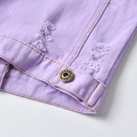 Lässige Jeansjacke Für Kinder, Neue Einfarbige, Langärmlige Jacke Mit Zerrissenem Revers main image 5