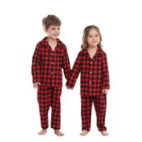 Autumn Cotton Pajamas New Red And Black Plaid Christmas Home Clothes Two-piece main image 1