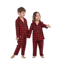 Autumn Cotton Pajamas New Red And Black Plaid Christmas Home Clothes Two-piece main image 4