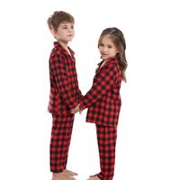 Autumn Cotton Pajamas New Red And Black Plaid Christmas Home Clothes Two-piece main image 5