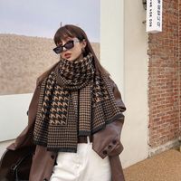 Korean Version Of The Houndstooth Scarf Double-sided New Mid-length Imitation Cashmere Shawl main image 1