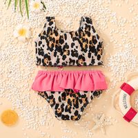 Mode Kinder Badeanzug Anzug Leopardenmuster Bikini Split Badeanzug Zweiteiliges Set main image 1