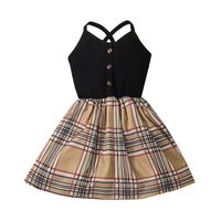 2022 Summer Girls Suspender Skirt European And American New Plaid Dress Wholesale main image 6