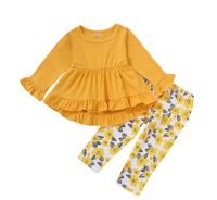 Solid Color Flared Top Floral Trousers Two-piece Set sku image 6